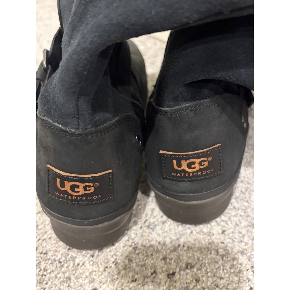 Ugg Boots Thomsen Waterproof Boot Womens Size 10 Black Suede Leather - Picture 3 of 9
